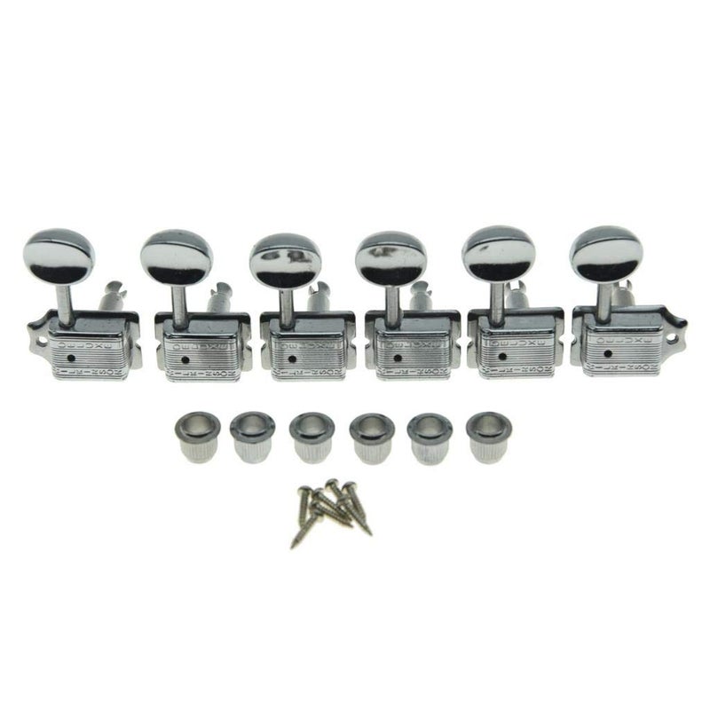 Wilkinson Deluxe 6 Inline Vintage Guitar Tuners with Split Post Guitar Tuning Keys Peg Machine Heads for Strat/Tele Guitars Chrome - Image 1